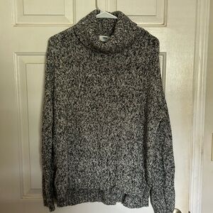 Black and White Marbled Turtleneck Sweater